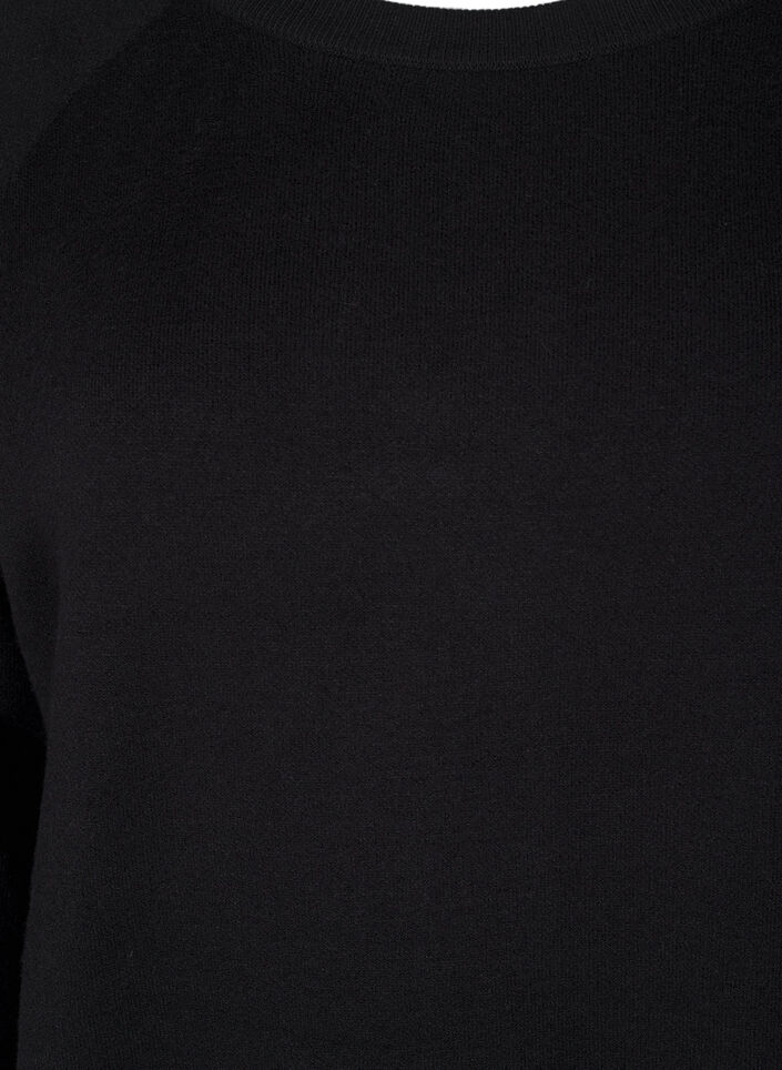 Knitted dress with a round neck and slit, Black, Packshot image number 2