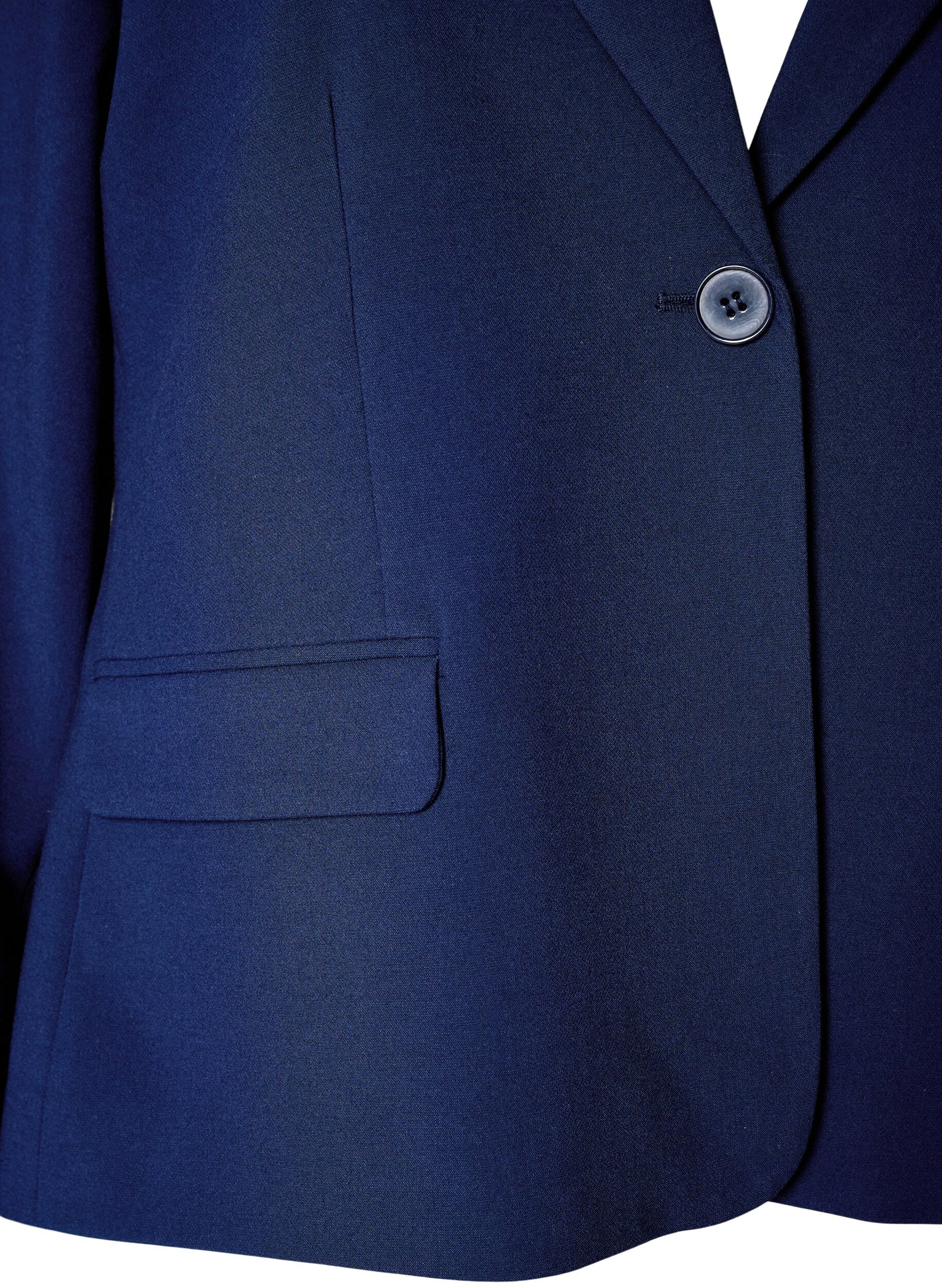 Zizzifashion Classic blazer with single button closure and pockets, Blue, Packshot image number 2