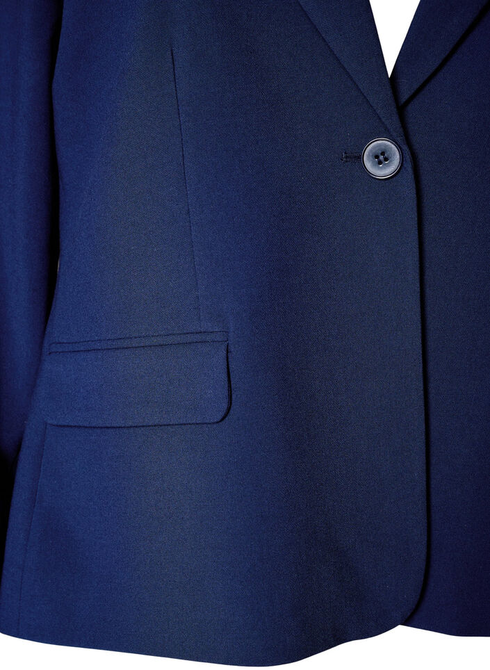 Classic blazer with single button closure and pockets, Blue, Packshot image number 2