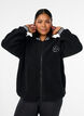 Teddy fleece jacket with stripe details, Black, Model image number 0