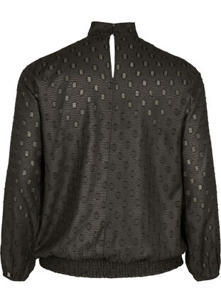 Patterned blouse with long sleeves and smock, Black, Packshot image number 1