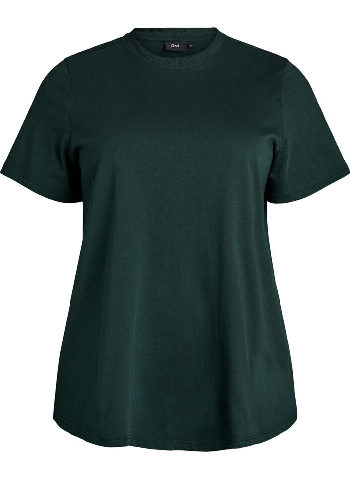 Basic cotton T-shirt with round neck, Green, Packshot image number 0