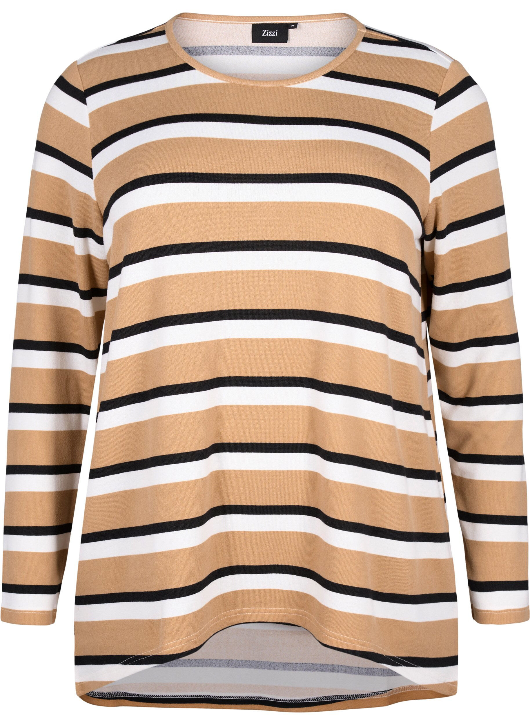 ZizzifashionStriped blouse with long sleeves, Black, Packshot image number 0
