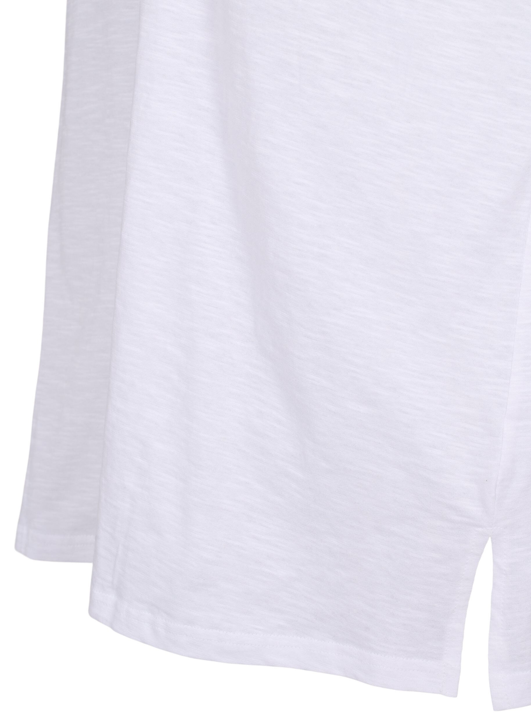 Zizzifashion Single colour oversized t-shirt with v-neck, White, Packshot image number 3