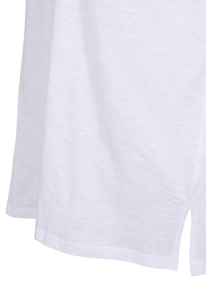 Single colour oversized t-shirt with v-neck, White, Packshot image number 3