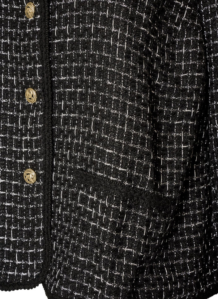 Jacket in boucl&eacute; with gold-coloured buttons, Black, Packshot image number 3