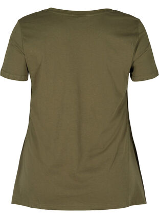 Short-sleeved cotton t-shirt with a-line, Ivy Green XOXO, Packshot image number 1