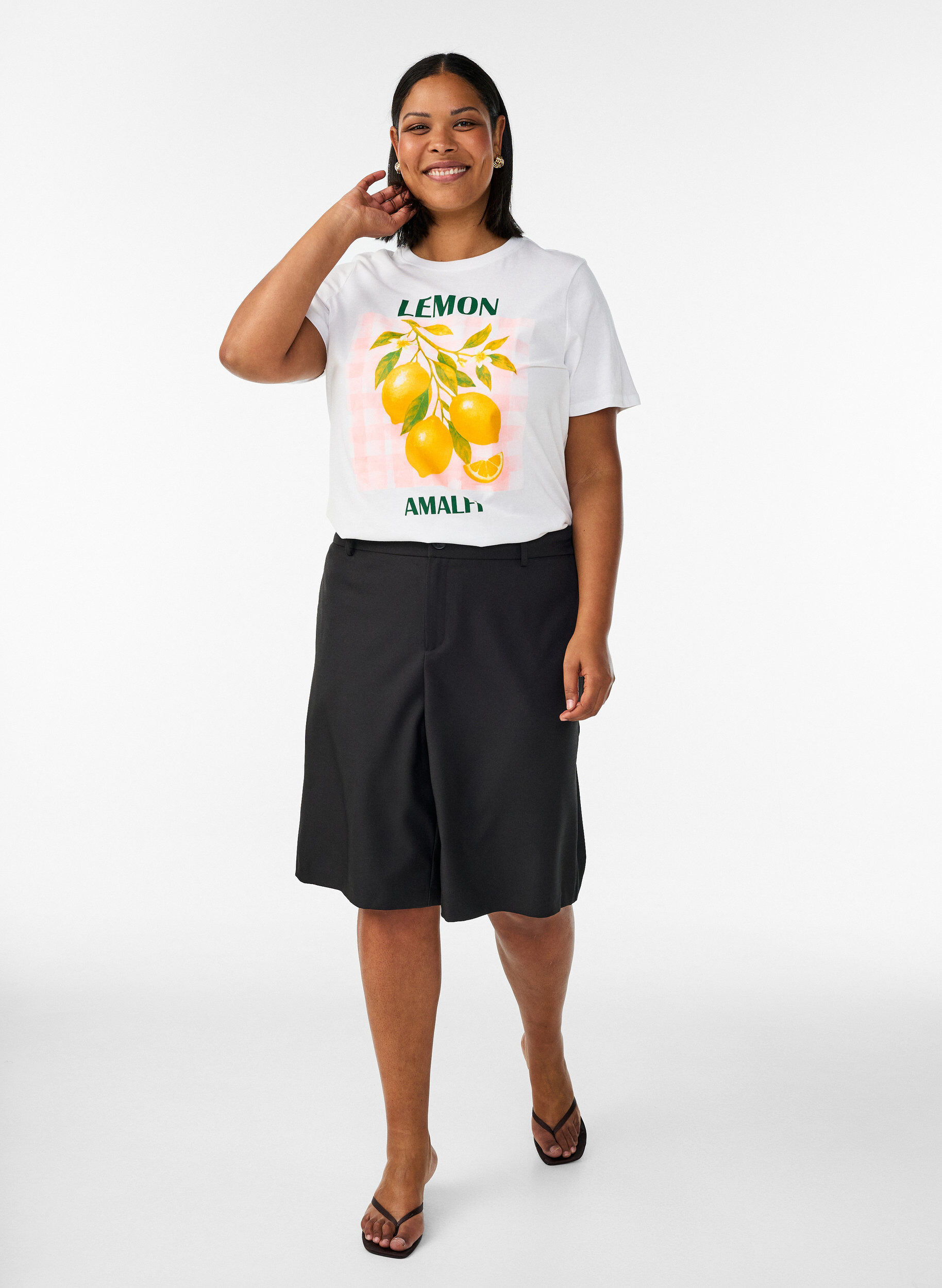 Zizzifashion Cotton T-shirt with print, White, Model image number 1