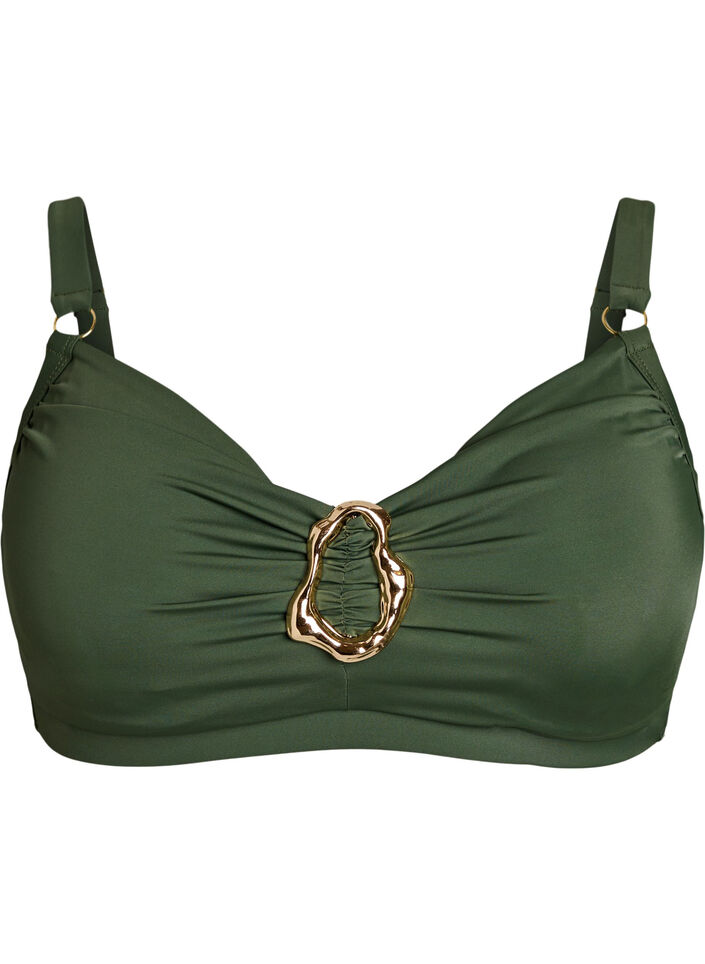 Bikini bra with underwire and gold-coloured detail, Green, Packshot image number 0