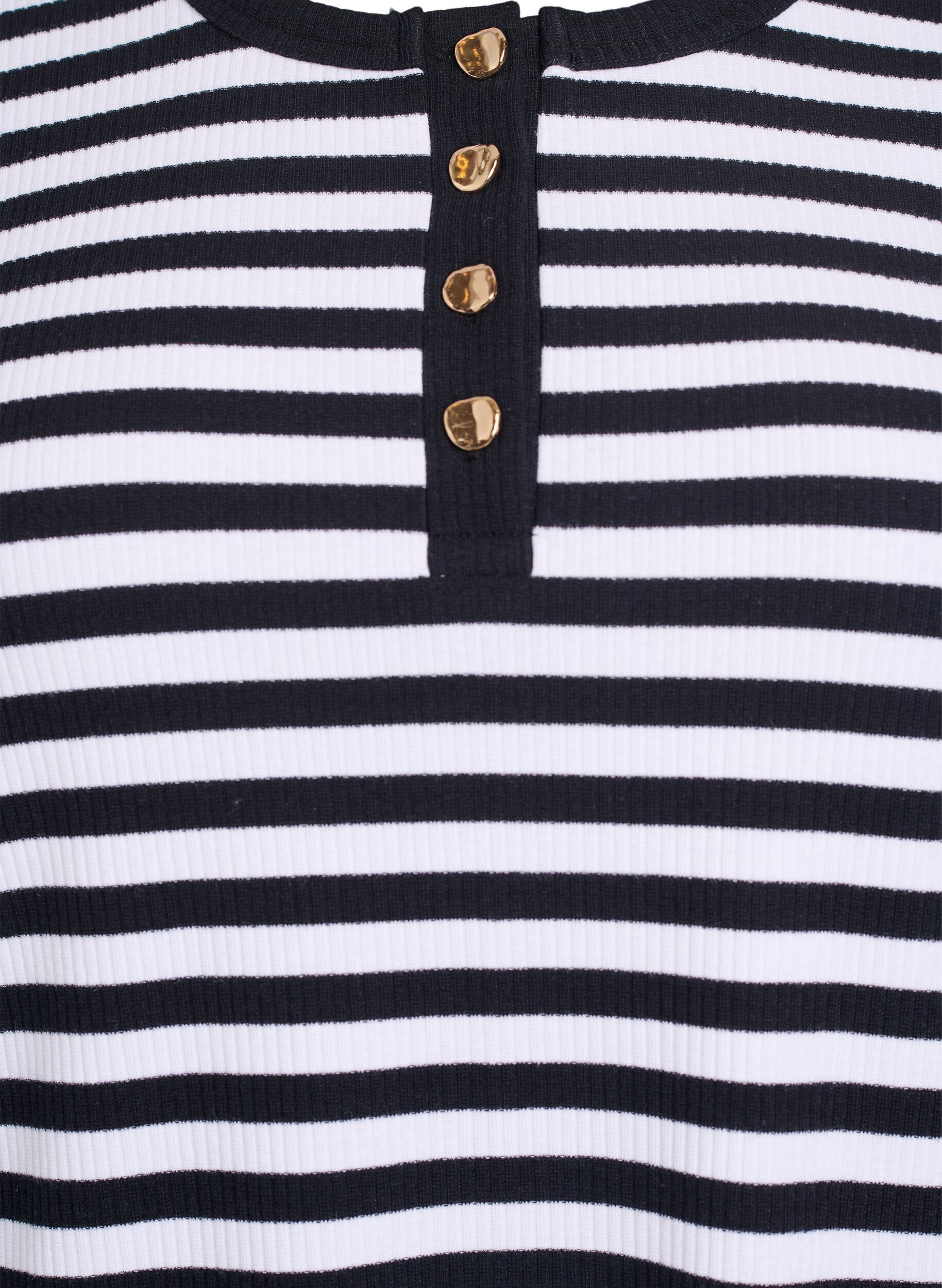 Zizzifashion Striped jersey blouse with a ribbed texture, Black, Packshot image number 2