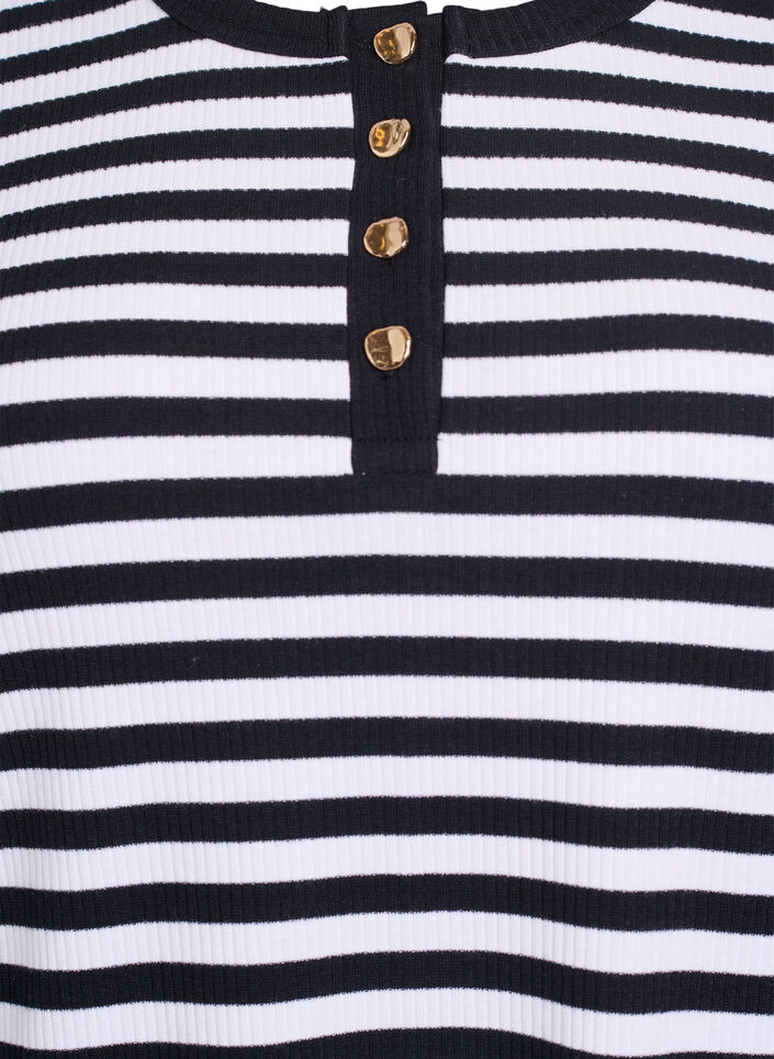 Striped jersey blouse with a ribbed texture, Black, Packshot image number 2