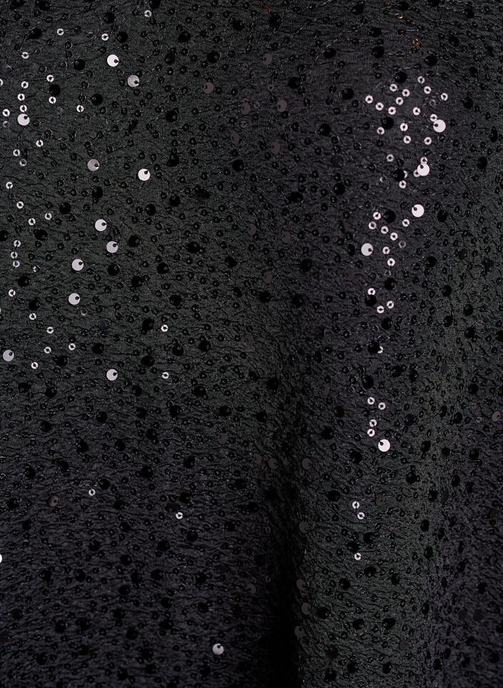 Short sequin dress with puff sleeves, Black, Packshot image number 2