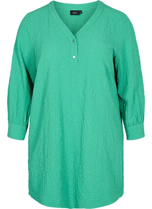 Tunic with cropped sleeves and crepe texture, Mint, Packshot image number 0