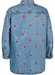 Loose denim shirt with embroidered lips, Light Blue Kiss, Packshot image number 1
