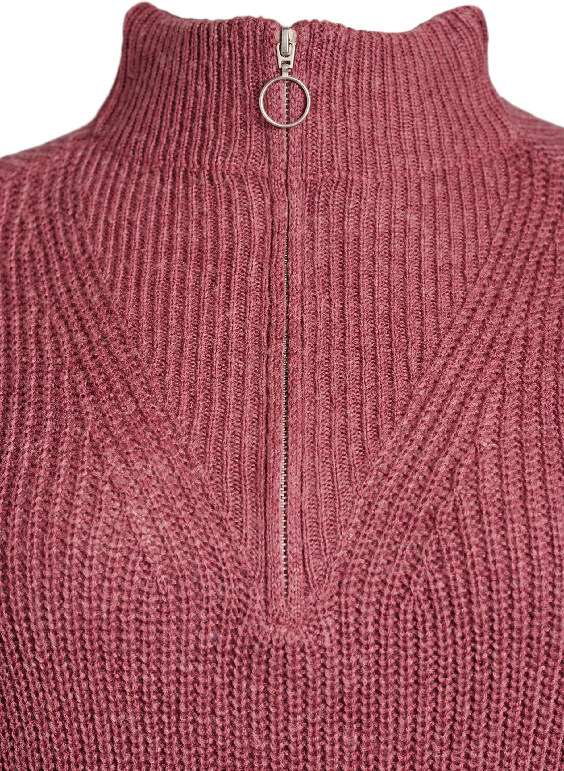 Zizzifashion FLASH - Short knit dress with high neck, Rose, Packshot image number 2