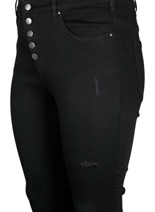 High-waisted Amy jeans with buttons, Black, Packshot image number 2