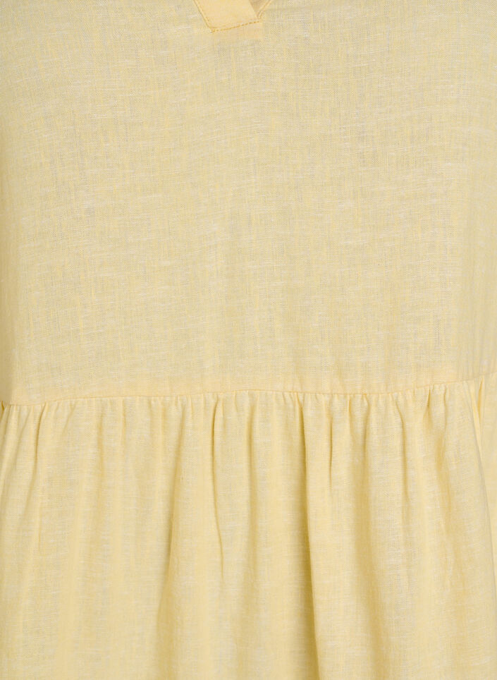 Knee-length A-line dress in linen and viscose, Yellow, Packshot image number 2