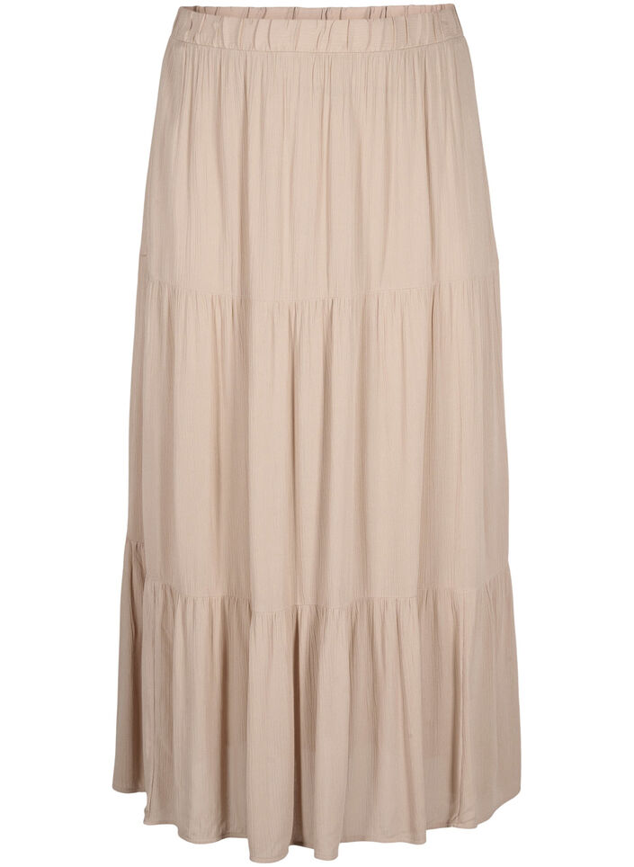 Long skirt with elasticated waist, Beige, Packshot image number 0