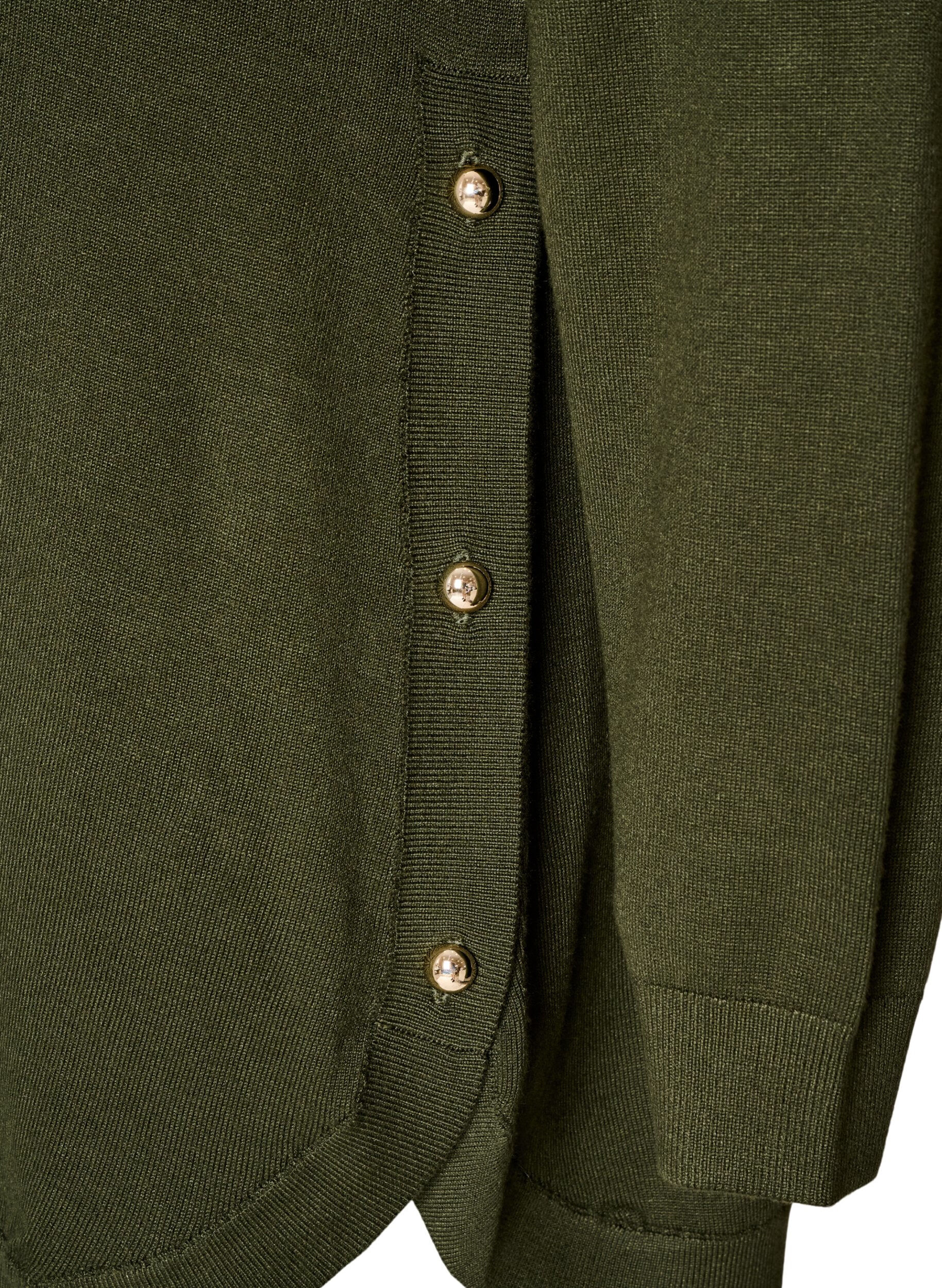 ZizzifashionKnitted blouse with side buttons, Green, Packshot image number 3