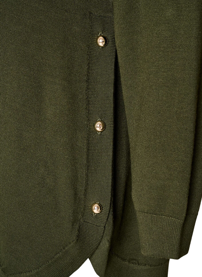 Knitted blouse with side buttons, Green, Packshot image number 3