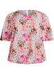 Floral blouse with short sleeves and smock, Rose, Packshot image number 0