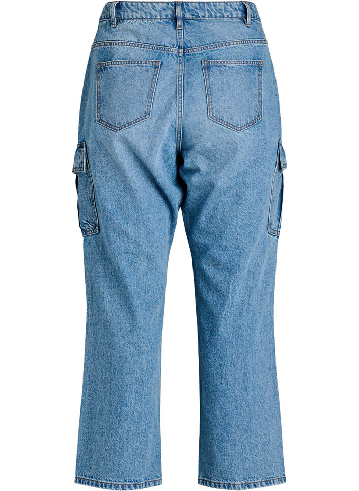 Loose fit cargo jeans with high waist, Light Blue, Packshot image number 1