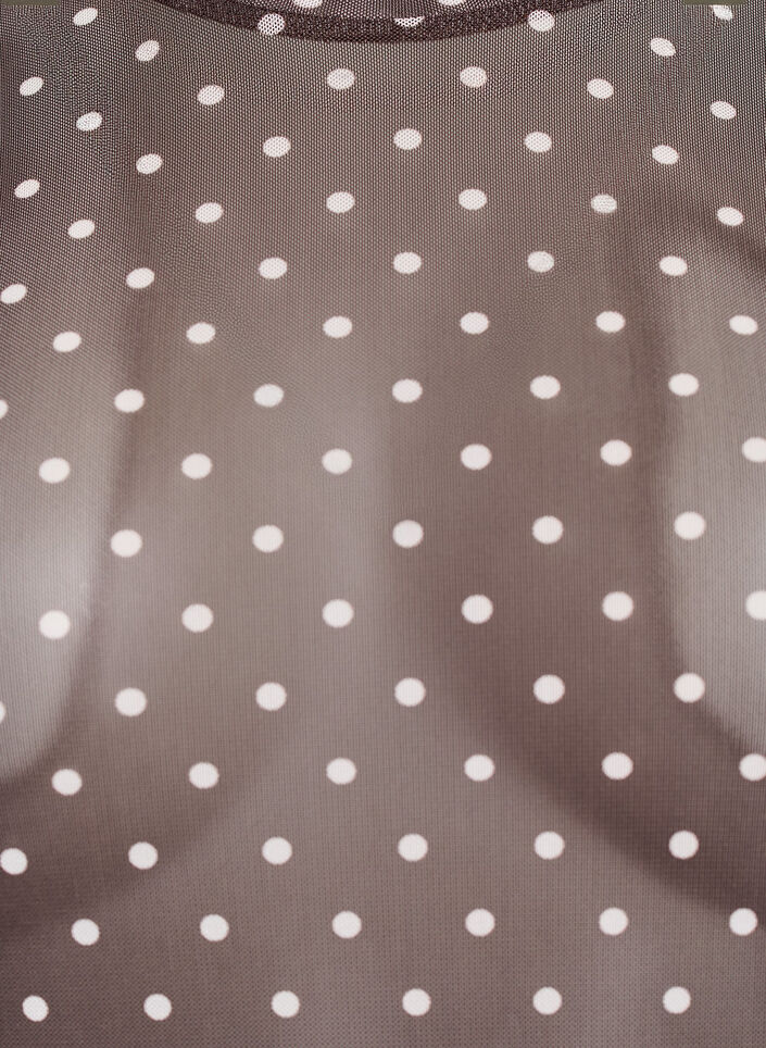 Mesh blouse with dots, Brown, Packshot image number 2