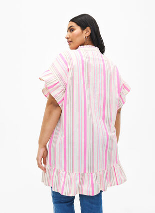 Striped cotton tunic, Eggnog Multi Stripe, Model image number 1