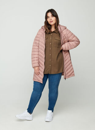 Long, quilted, lightweight jacket, Burlwood, Model image number 2