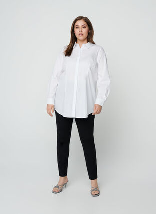 Long-sleeve cotton shirt, Bright White, Model image number 2