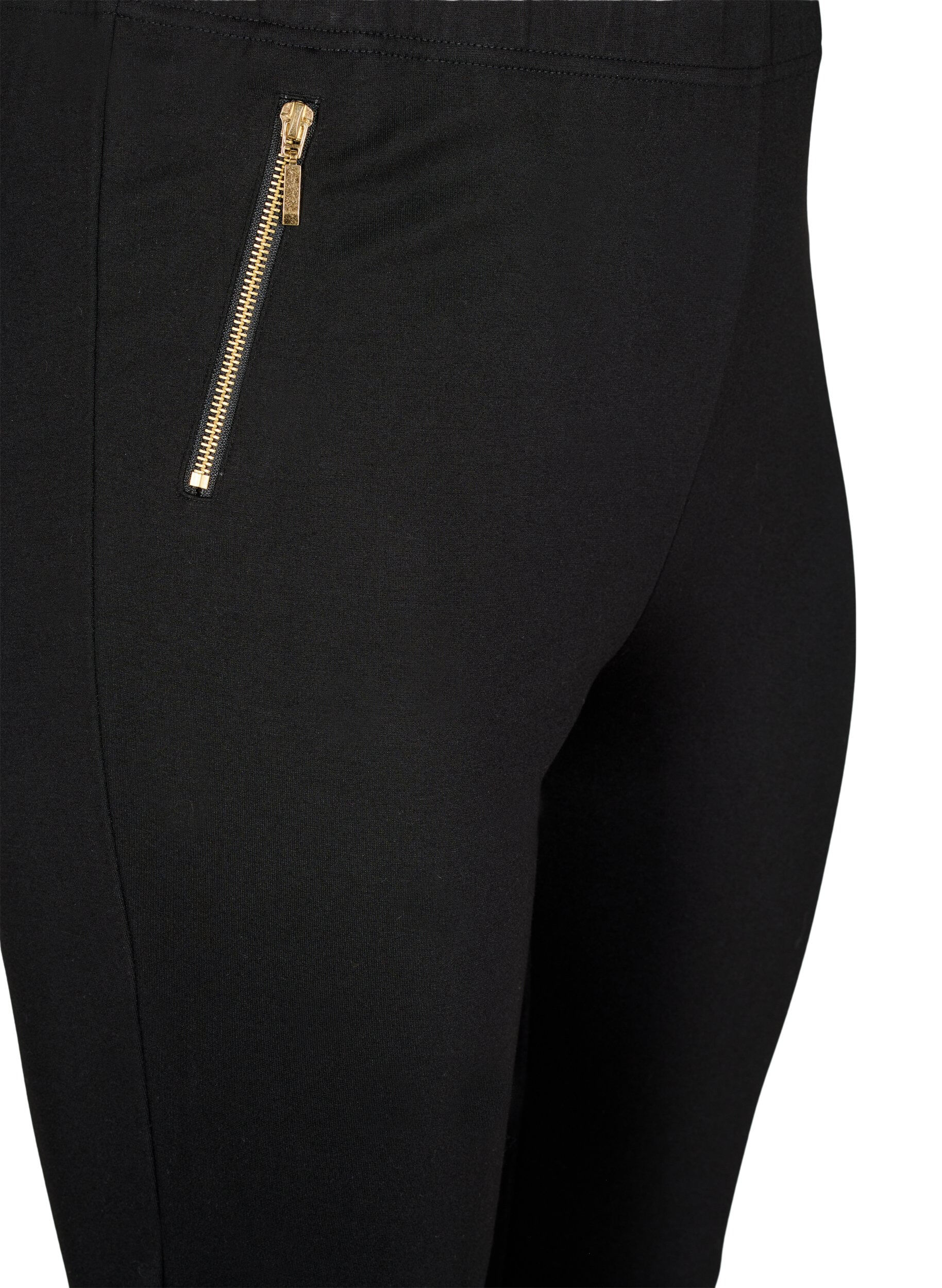 Zizzifashion Viscose leggings with zipper detail, Black, Packshot image number 2
