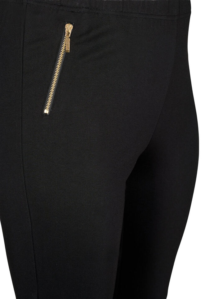 Viscose leggings with zipper detail, Black, Packshot image number 2