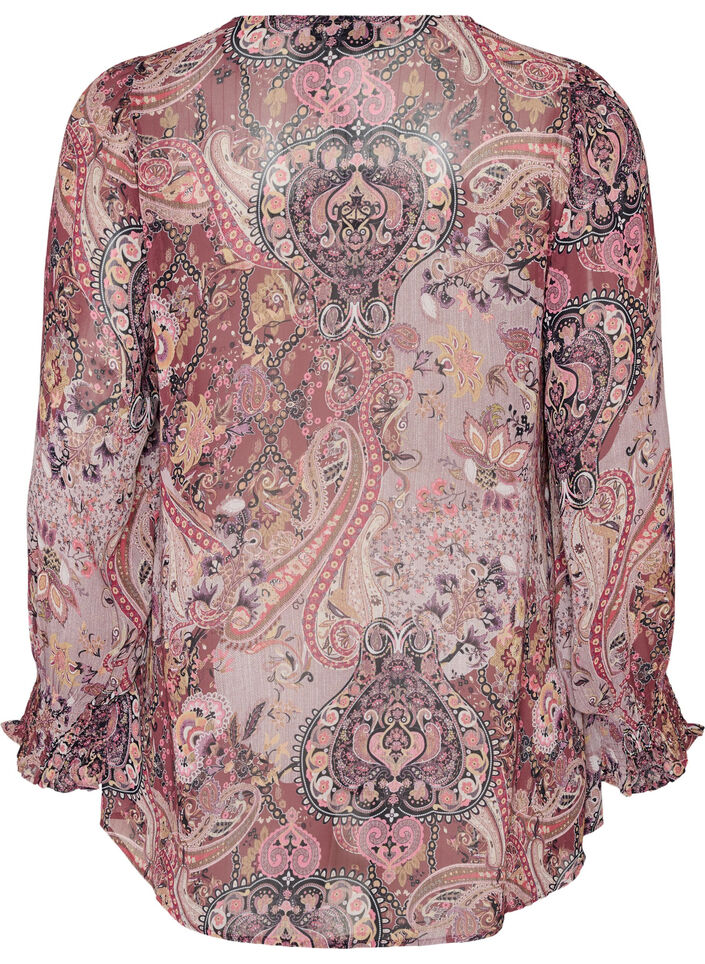 Tunic with paisley print and smocked cuffs, Rose, Packshot image number 1