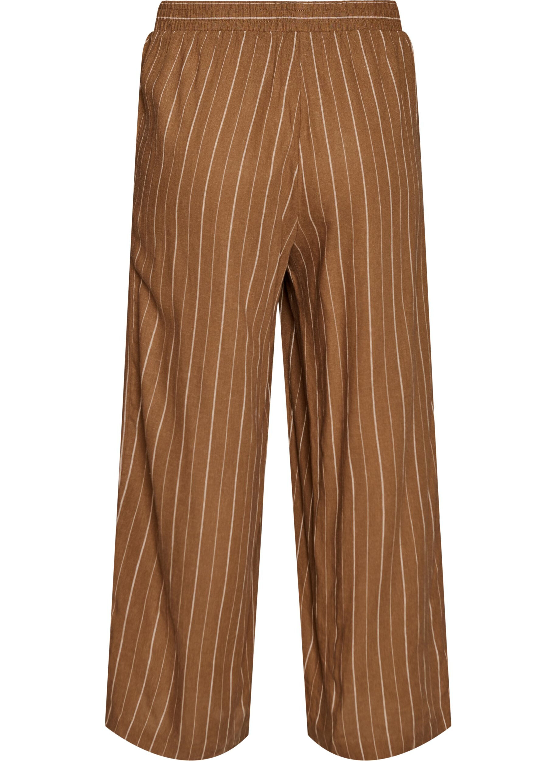 Zizzifashion Wide-leg linen and viscose trousers, Brown, Packshot image number 1