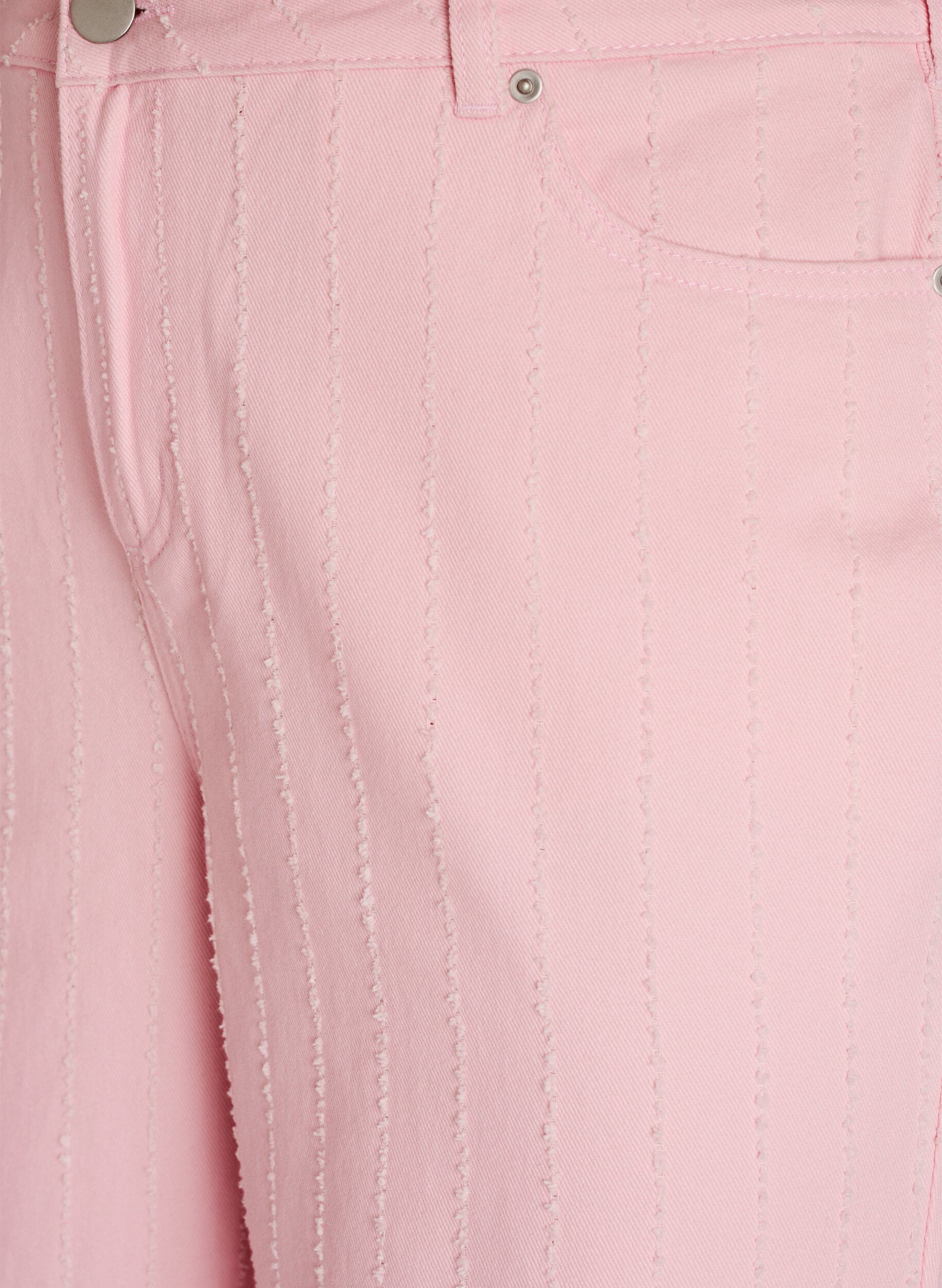 Zizzifashion Myra jeans in coloured denim with wide fit and textured pattern, Red, Packshot image number 2