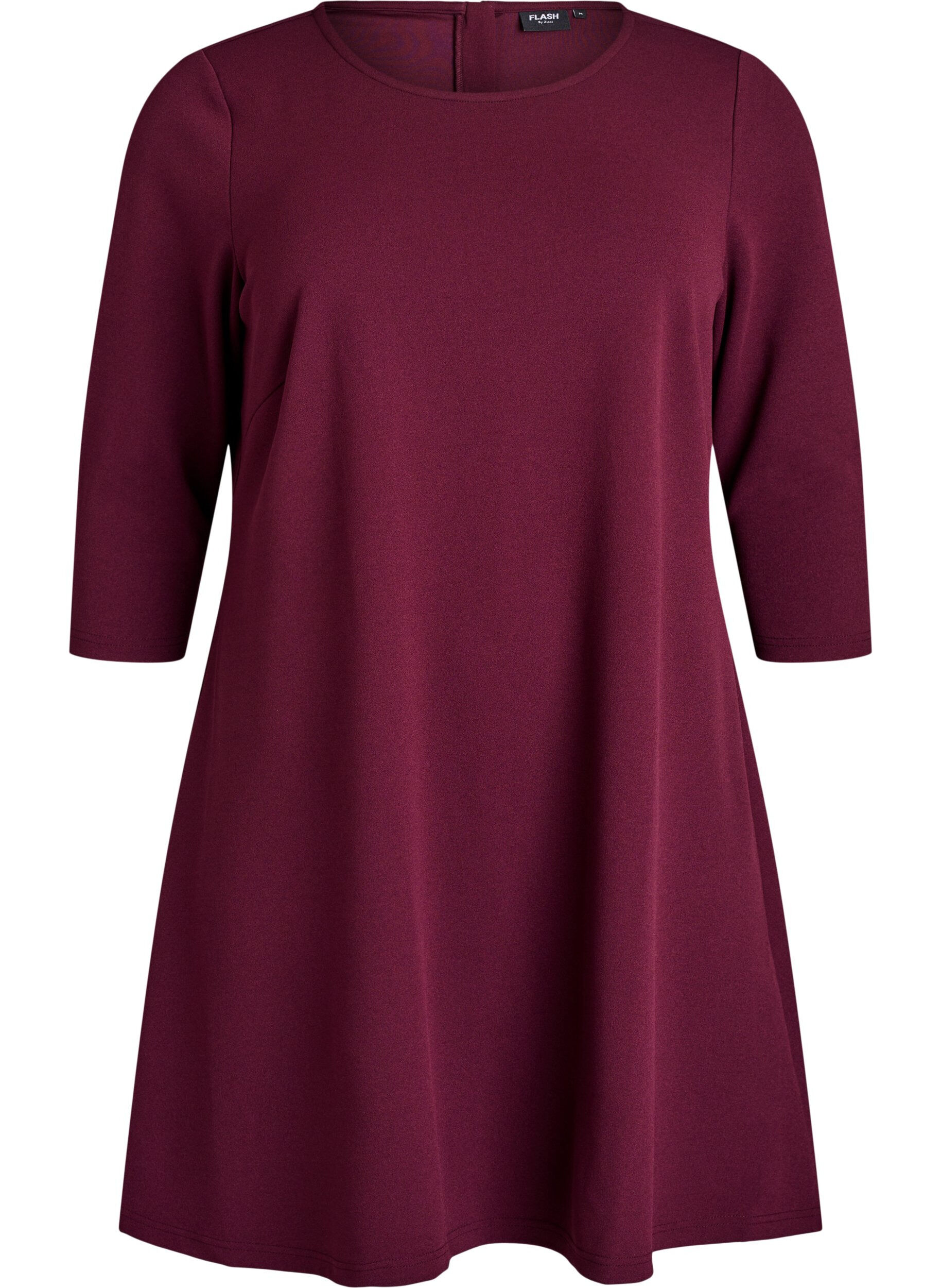 Zizzifashion FLASH - Short A-line dress with 3/4 sleeves, Red, Packshot image number 0
