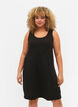 Sleeveless cotton dress with a-shape, Black, Model image number 0