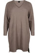 Knitted dress with slit, Walnut/White, Packshot image number 0