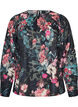 Floral blouse with woven texture, Black, Packshot image number 0