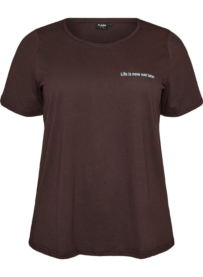 T-shirt with motif, Brown, Packshot image number 0