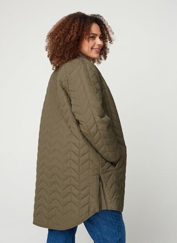 Long quilted jacket with button fastening, Bungee Cord, Model image number 1