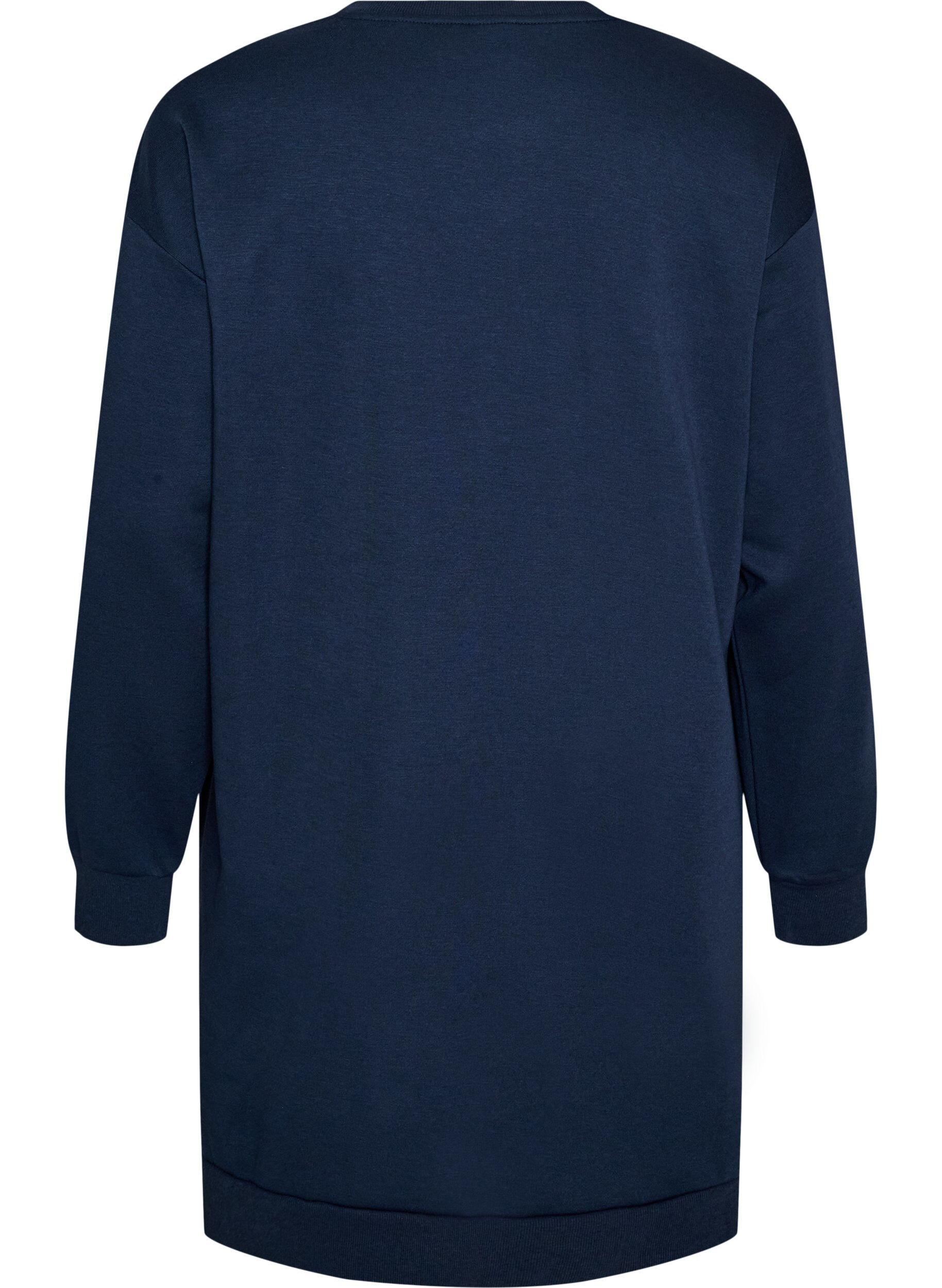 ZizzifashionLoose sweatshirt dress with pockets, Blue, Packshot image number 1