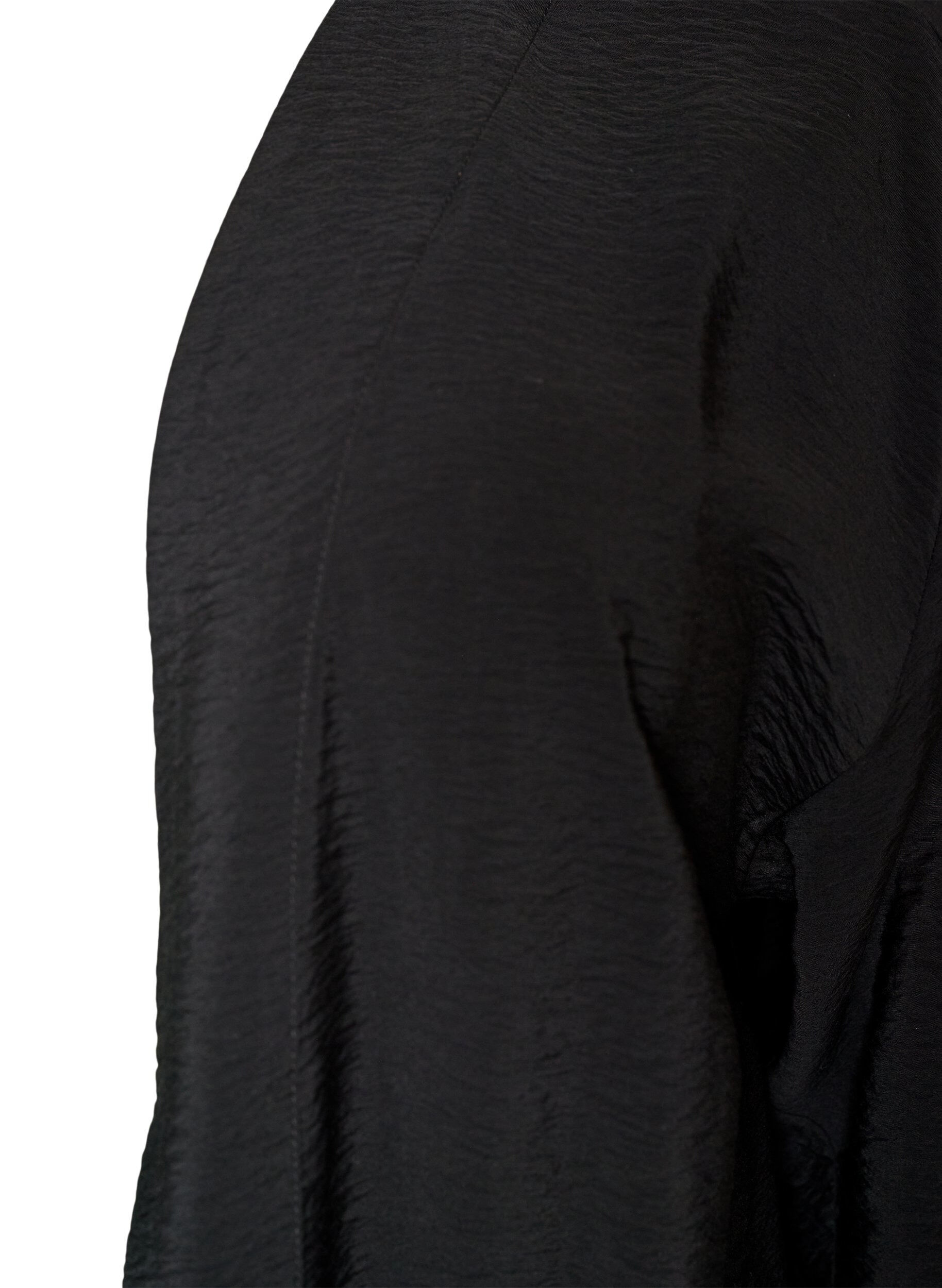 Zizzifashion Short viscose kimono with 3/4 sleeves, Black, Packshot image number 2