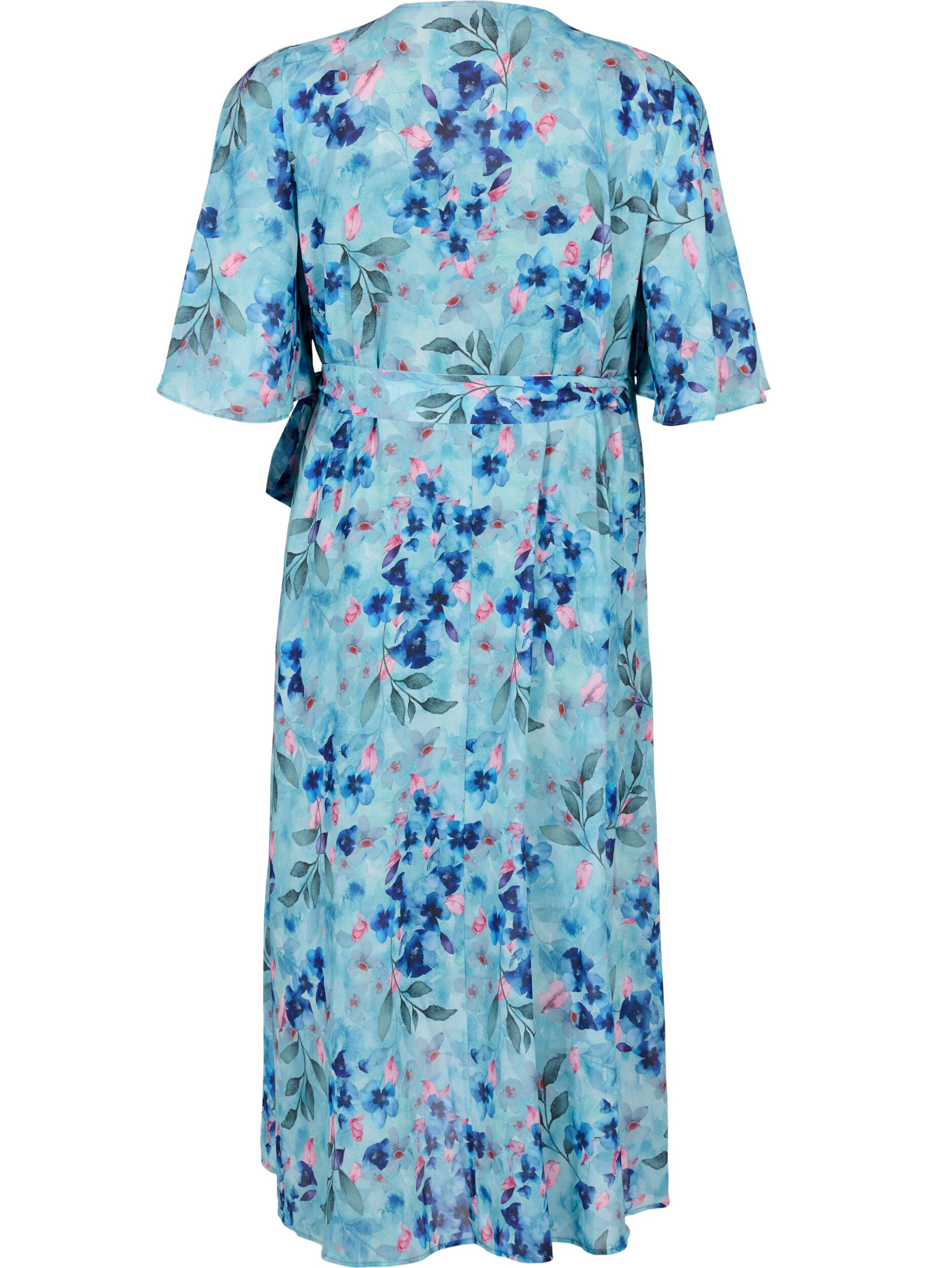 Zizzifashion Short-sleeved wrap dress with floral print, Trellis AOP, Packshot image number 1
