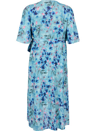Short-sleeved wrap dress with floral print, Trellis AOP, Packshot image number 1