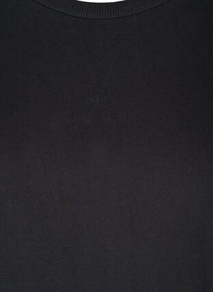 Plain cotton tunic with 2/4 sleeves, Black, Packshot image number 2