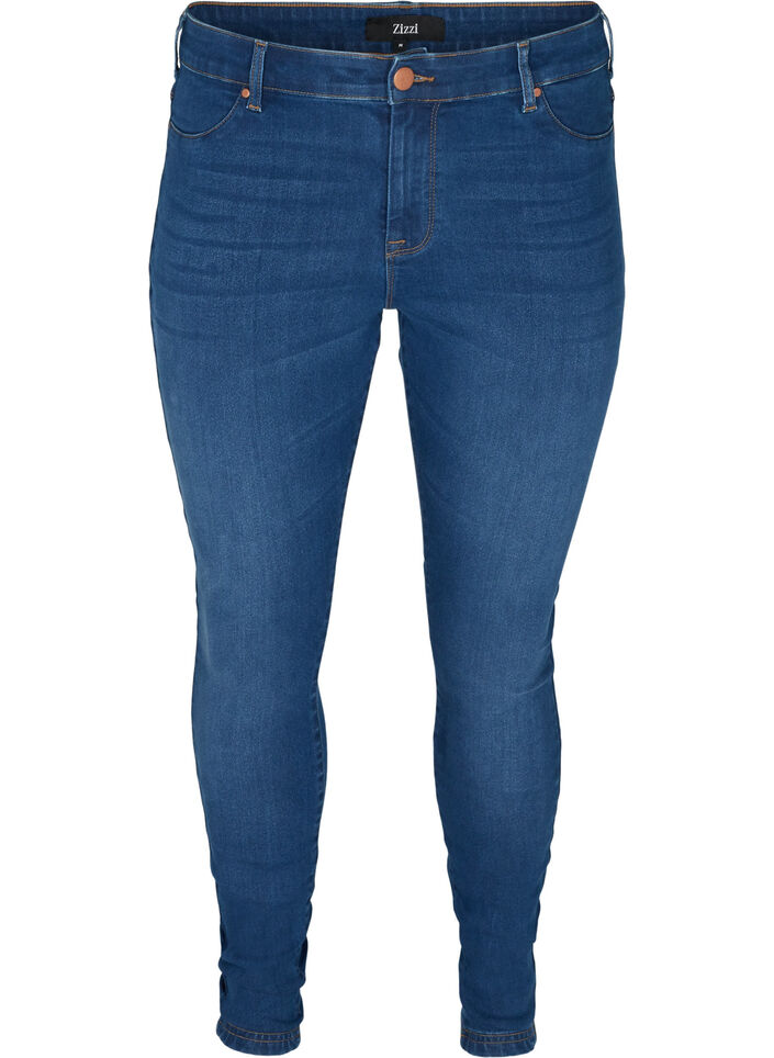 Jeggings in cotton blend, Blue denim, Packshot image number 0