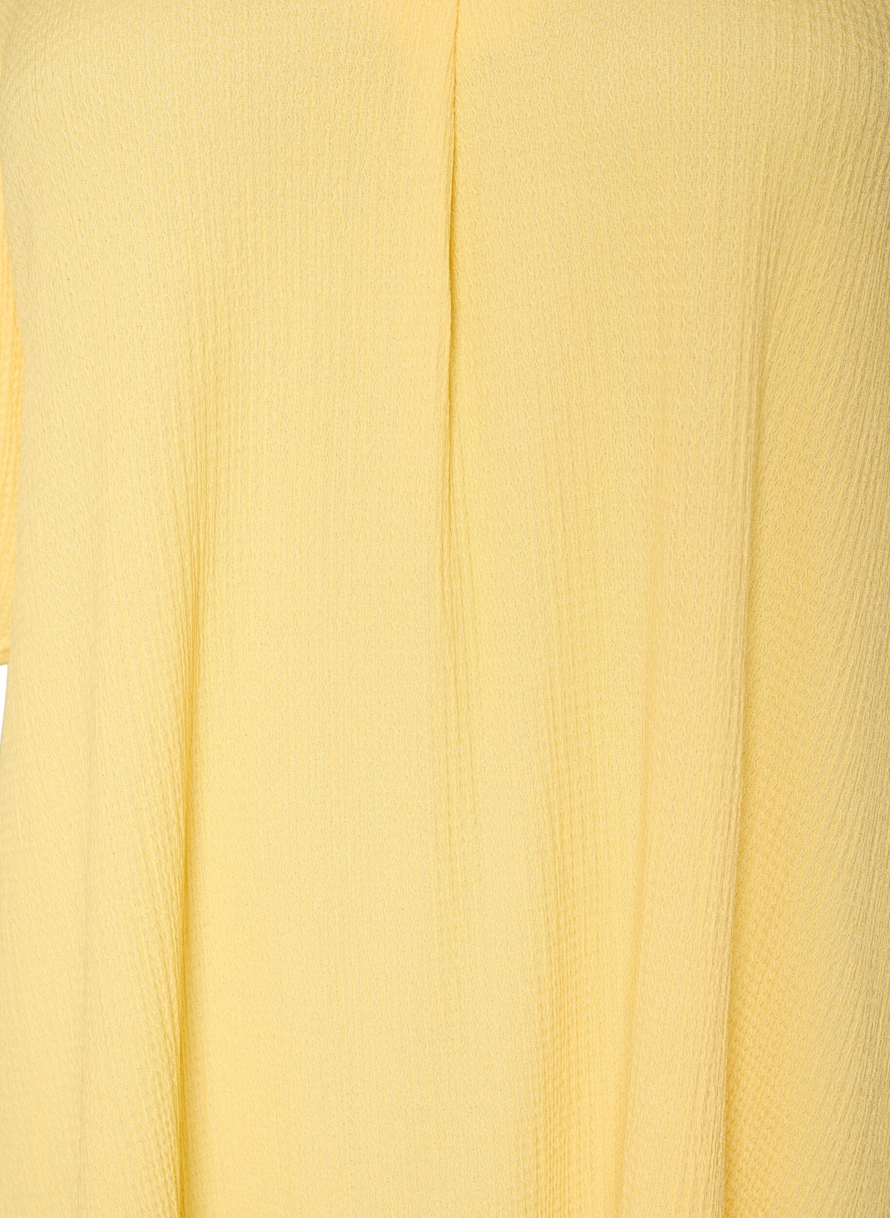 Zizzifashion Midi dress with V-neck and texture, Yellow, Packshot image number 2