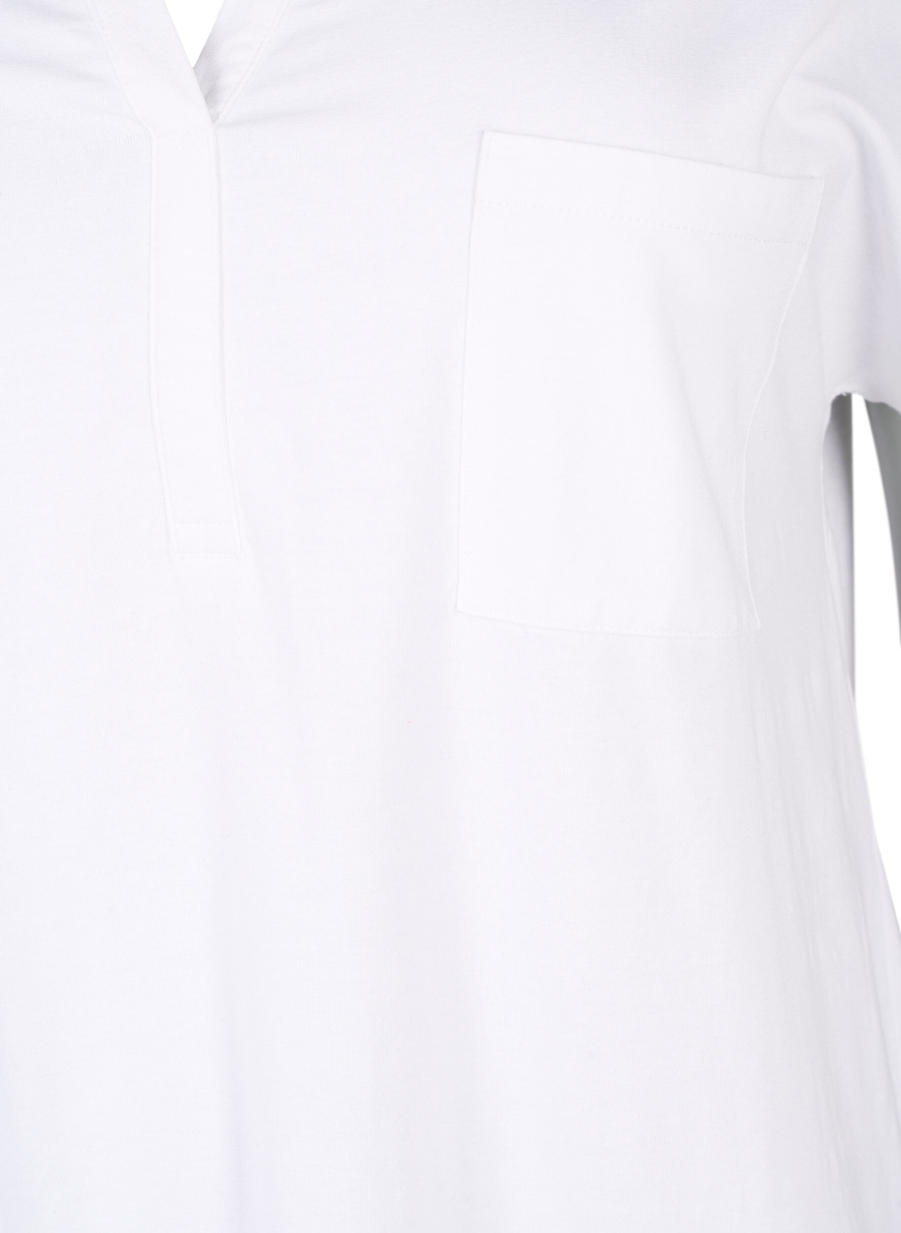 Zizzifashion V-neck T-shirt with chest pocket, Bright White, Packshot image number 2
