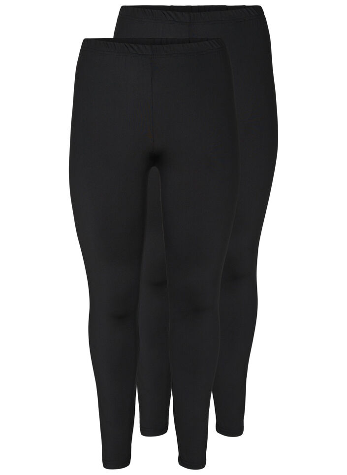 2-pack basic leggings, Black, Packshot image number 0